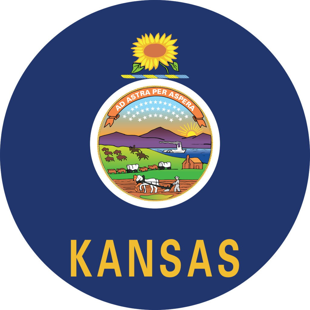 Circle Badge Flag Of US Federal State Of Kansas